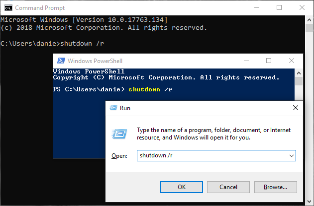 how to force restart windows 10 cmd